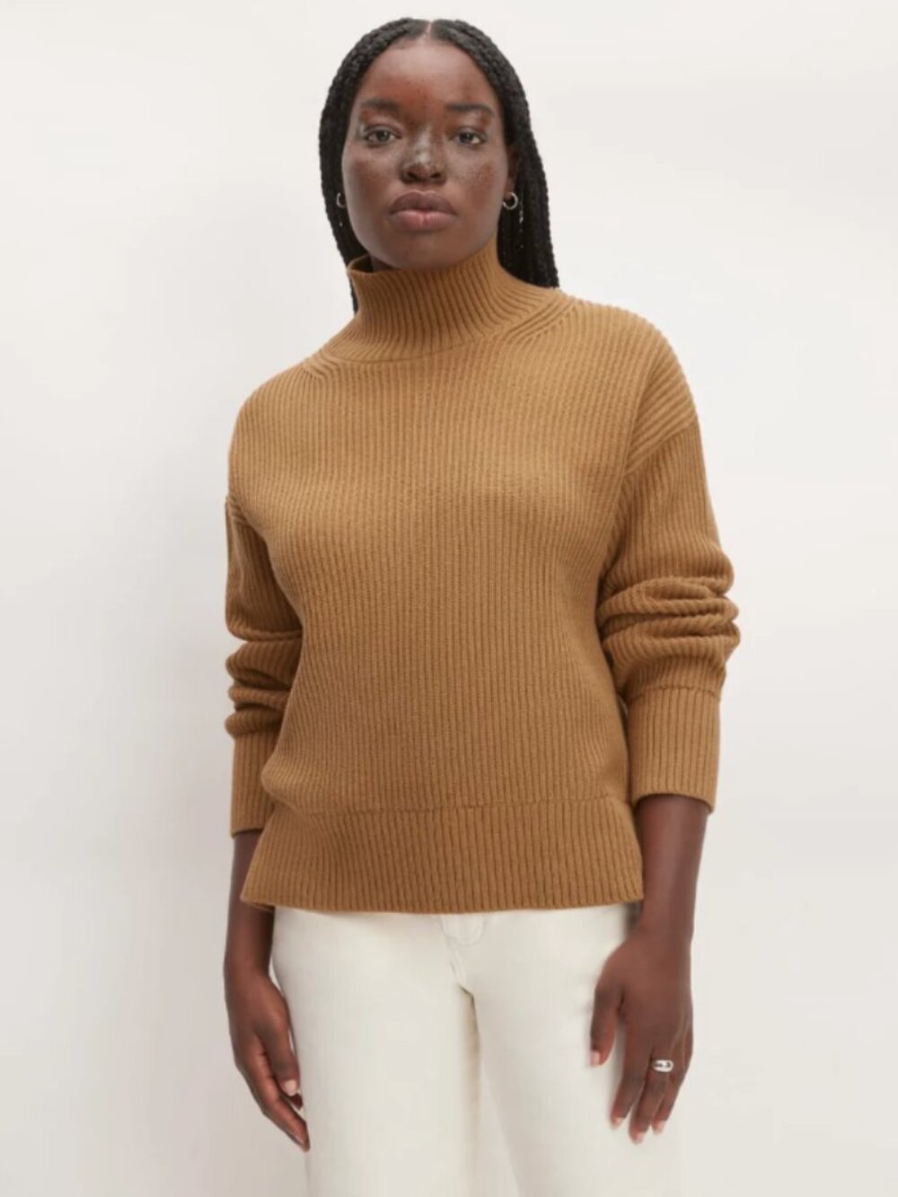Everlane The Organic Cotton Ribbed Turtleneck - Toasted Coconut
